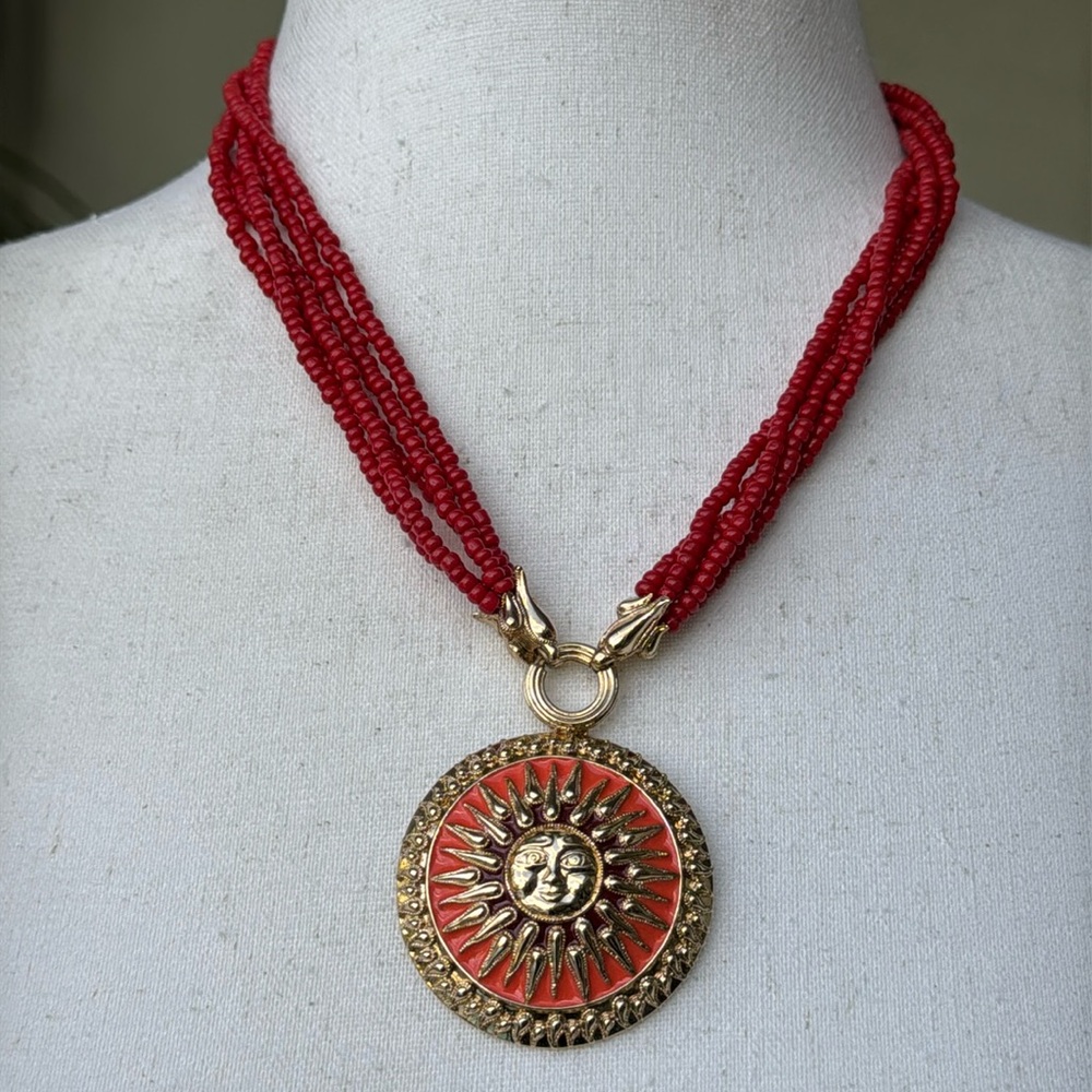 Vintage and RARE Bob Mackie sun goddess pendant necklace.